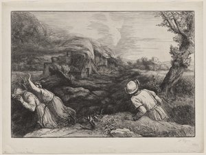 Wioska w płomieniach autorstwa Alphonse Legros