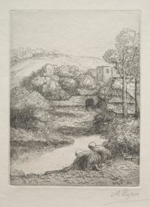 Miejsce prania, zwane Praczkami Le Lavoir, Dite Les Laveuses. autorstwa Alphonse Legros