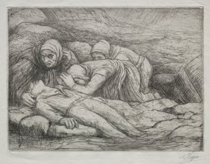 Triumf śmierci: Śmierć w rodzinie marynarzy. autorstwa Alphonse Legros