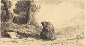 Włóczęga idący uliczką autorstwa Alphonse Legros