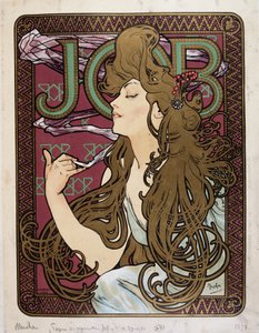 Plakat reklamowy „Papier papierosowy Job” autorstwa Mucha autorstwa Alphonse Mucha