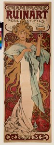 Plakat reklamowy szampana Ruinart. Plakat Alfonsa Marii Muchy (Alphonse Marie Mucha autorstwa Alphonse Marie Mucha