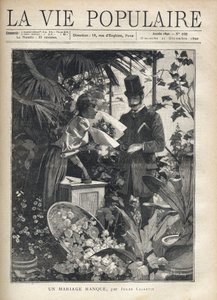 Elegancki mężczyzna kupuje kwiaty w kwiaciarni. Ilustracja Alfonsa Marii Muchy (Alphonse Marie Mucha autorstwa Alphonse Mucha