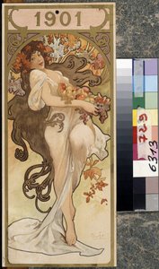 Kalendarz roku 1901. Grafika Alfonsa Marii Muchy (Alphonse Marie Mucha autorstwa Alphonse Marie Mucha