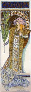 Rozrywka. Gismonda, sztuka Victoriena Sardou z Sarah Bernhardt w Theatre de la Renaissance w Paryżu. Plakat autorstwa Muchy, Francja