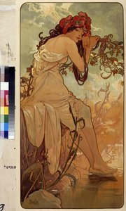 Lato (Seria alegorii na cztery pory roku). Grafika autorstwa Alfonsa Marii Muchy (Alphonse Marie Mucha