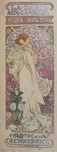 Plakat do „La dame au camélias” w Teatrze Renesansowym z Henriette Rosine Bernard dit Sarah Bernhardt (1844-1923) - autorstwa Muchy autorstwa Alphonse Mucha