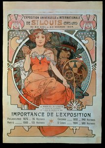 Plakat Uniwersalnej i Międzynarodowej Wystawy ... autorstwa Alphonse Marie Mucha