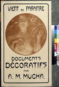 Reklama monografii „Dokumenty dekoracyjne A. M. Muchy.” Plakat autorstwa Alfonsa Marii Muchy (Alphonse Marie Mucha autorstwa Alphonse Marie Mucha