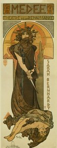 Sarah Bernhardt jako Medee w Teatrze Renesansowym. 1898 (litografia)