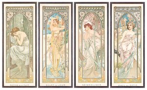 pory dnia; Godziny dnia autorstwa Alphonse Mucha