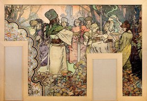 Malarstwo ścienne na Wystawę Powszechną z 1900 r. - Obraz Afonsa Marie Muchy (1860-1939) autorstwa Alphonse Mucha