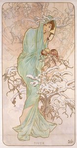 Zima; Hiver, ok.1896 autorstwa Alphonse Mucha
