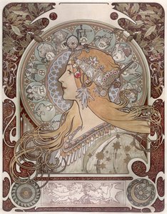 Zodiak - Alfons Marie Mucha (1860-1939). Litografia kolorowa autorstwa Alphonse Mucha