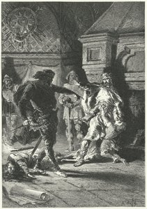 Clovis I narzucający swoją wolę jako Król Franków (rycina) autorstwa Alphonse Marie de (after) Neuville