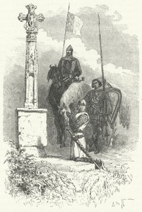 Ferdynand I Leon modlący się przed krzyżem autorstwa Alphonse Marie de (after) Neuville