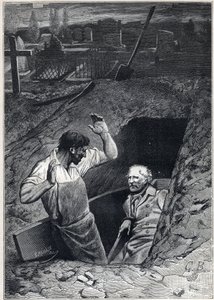 Zmartwychwstanie jest prawie tak przerażające jak śmierć: Fauchelevent i Jean Valjean - Ilustracja Alphonse de Neuville (1836-1885) do „Les miserables - Część druga: Cosette” Victora Hugo (1802-1885) 1862 autorstwa Alphonse Marie de Neuville