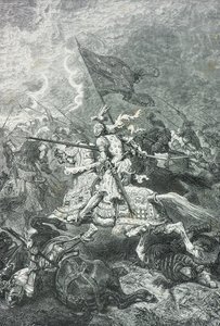 Szarża francuskich rycerzy w bitwie pod Fornoue autorstwa Alphonse Marie de Neuville