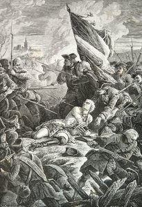 Śmierć Louisa de Brehana przed Gdańskiem autorstwa Alphonse Marie de Neuville