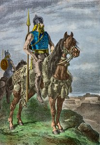 Konny portret galijskiego wojownika (rycina) autorstwa Alphonse Marie de Neuville