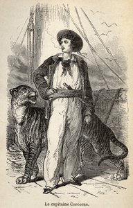 Ilustracja do „”Wspaniałych, ale autentycznych przygód kapitana Corcorana”” autorstwa Alfreda Assollanta, ilustrowana 25 winietami narysowanymi na drewnie przez A. de Neuville, Librairie Hachette et Cie w Paryżu autorstwa Alphonse Marie de Neuville
