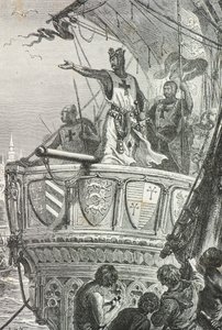 Ryszard Lwie Serce opuszcza Ziemię Świętą w 1192 r. (rycina) autorstwa Alphonse Marie de Neuville