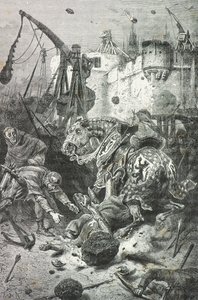 Simon 4 de montfort zostaje zabity przez rzut kamieniem, Tuluza autorstwa Alphonse Marie de Neuville