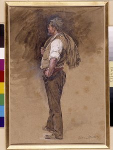 Farmer ma na głowie kurtkę. Obraz Alphonse Moutte (1840-1913), Wzmianka obowiązkowa: Kolekcja fundacji z Prowansji, Marsylia (Dim in cm 27x18) autorstwa Alphonse Moutte