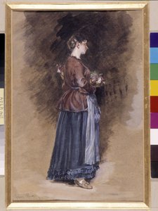Dom wiejski z koszem kwiatów Obraz Alphonse Moutte (1840-1913), wym. w cm 27x18 Obowiązkowa wzmianka: Kolekcja fundacji Provence, Marsylia autorstwa Alphonse Moutte