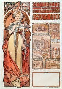 Plakat reklamowy Alphonse Mucha (1860-1939) dla Austrii reprezentowany na Wystawie Światowej w Paryżu 1900 - Dim 68x98,5 cm Plakat reklamowy Alphonse Mucha dla „”Austria”” na Exposit