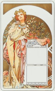 Plakat reklamowy Alphonse Mucha (1860-1939) do kalendarza 1898 - Dim 31x51 cm Plakat reklamowy Alphonse Mucha do kalendarza, 1898 - Kolekcja prywatna