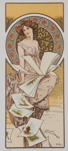 Kalendarz szampański, ok. 1897 r. autorstwa Alphonse Mucha