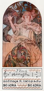 Folia dźwiękowa DeForest. Prezentacja jednego z pierwszych muzycznych filmów dźwiękowych w Adrii w Pradze, 1927 autorstwa Alphonse Mucha