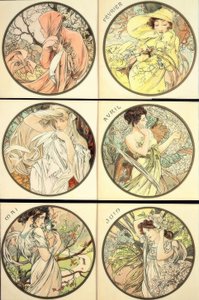 styczeń luty marzec kwiecień maj czerwiec autorstwa Alphonse Mucha