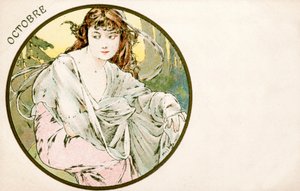 „Październik”, 1900 autorstwa Alphonse Mucha