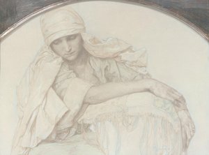 Studium młodej kobiety autorstwa Alphonse Mucha