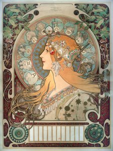 Kalendarz zodiakalny autorstwa Alphonse Mucha