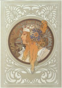 Głowa bizantyjska: Blond autorstwa Alphonse Mucha