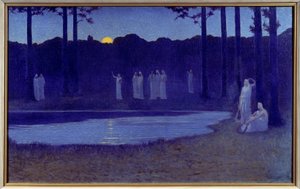 Symbolizm: „”Chants de nuit”” Obraz Alphonse Osbert (1857-1939) 1896 Nd. 0,77x1,24 m Paryż, musee d