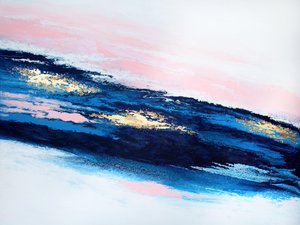 Niebieski, różowy, złoty, abstrakcyjny autorstwa Alyson Storms