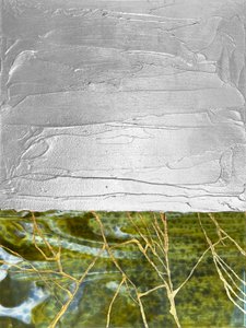 Pozłacana zieleń i srebro – abstrakcja autorstwa Alyson Storms