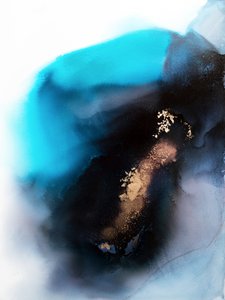 Abstrakcyjny wzór w kolorze turkusowo-złotym autorstwa Alyson Storms