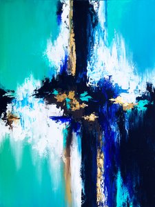 Żywy niebiesko-złoty abstrakt autorstwa Alyson Storms