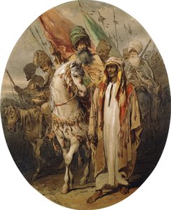 Arabscy wojownicy nacierają, 1855 autorstwa Amadeo Preziosi