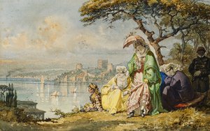 Panie nad Bosforem z Rumeli Hisar Beyond, 1873 autorstwa Amadeo Preziosi