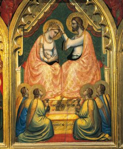 Koronacja Matki Boskiej (tempera na panelu) autorstwa Ambrogio Bondone (workshop) Giotto