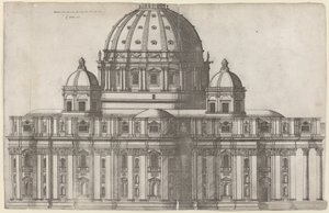 Widok podłużny na Bazylikę Świętego Piotra w Rzymie autorstwa Ambrogio Brambilla, after Michelangelo