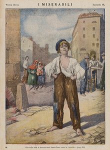 Ilustracja do "Les Miserables" Victora Hugo (kolorowa litografia)