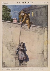 Ilustracja do "Les Miserables" Victora Hugo (kolorowa litografia) autorstwa Ambrogio Lombardi