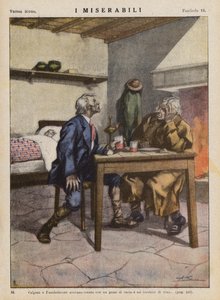 Ilustracja do "Les Miserables" Victora Hugo (kolorowa litografia) autorstwa Ambrogio Lombardi